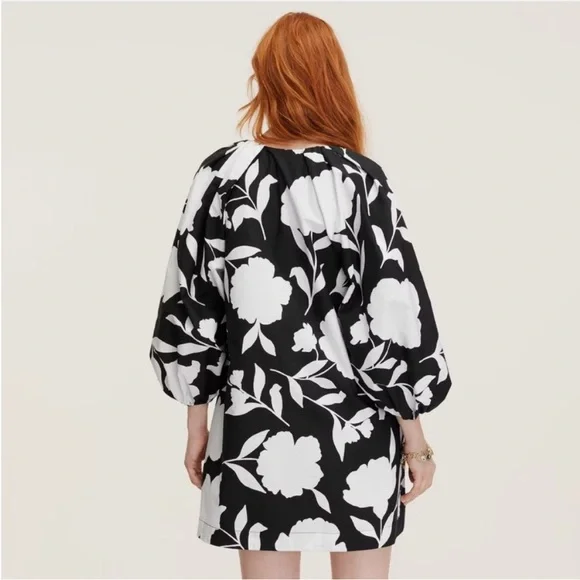 Kate Spade X Target Rose Poplin Black/White Long Sleeve Mini Dress NWOT